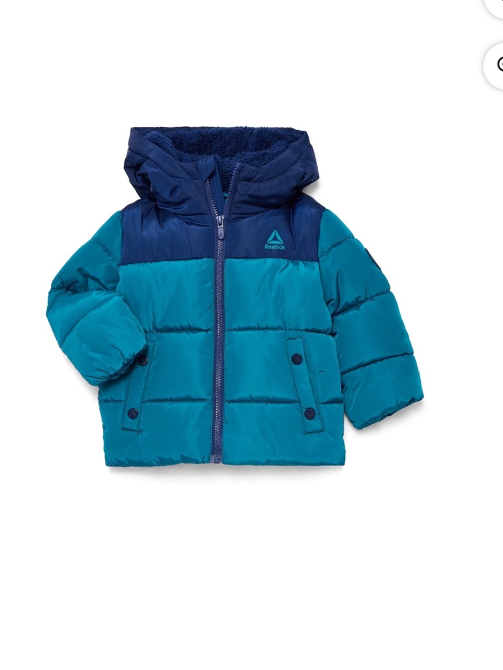 Reebok Kids Teal and Navy Hooded Puffer Coat (55)